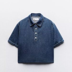 Zara Blue Button Down Denim Shirt